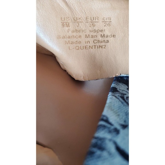 Franco Sarto Blue Denim Floral Criss-Cross Strap Quentin Slide 9 m EUC - Picture 9 of 9